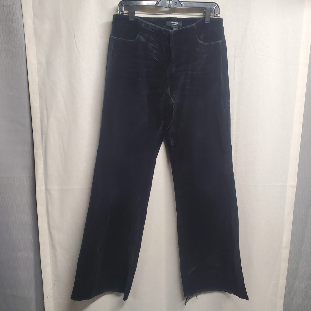 Velvet Like Express Midnight Black Flare Pants - Picture 1 of 13